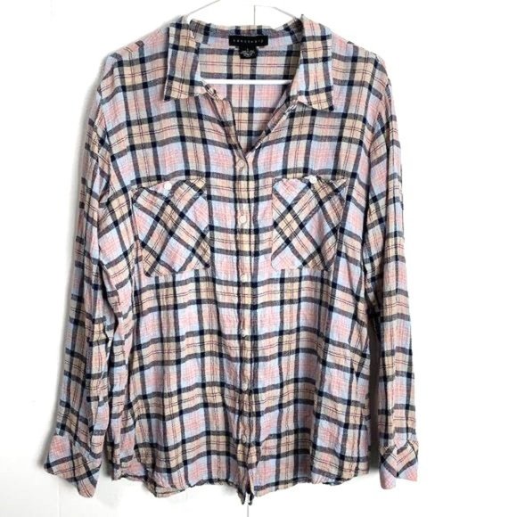 Sanctuary Tops - Sanctuary Pink Linen Blend Steady Boyfriend Shirt - Size Large
